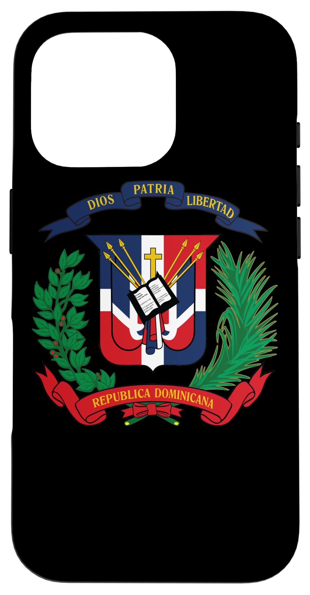 Dominican Republic National Emblem Flag Case for iPhone 16 Pro