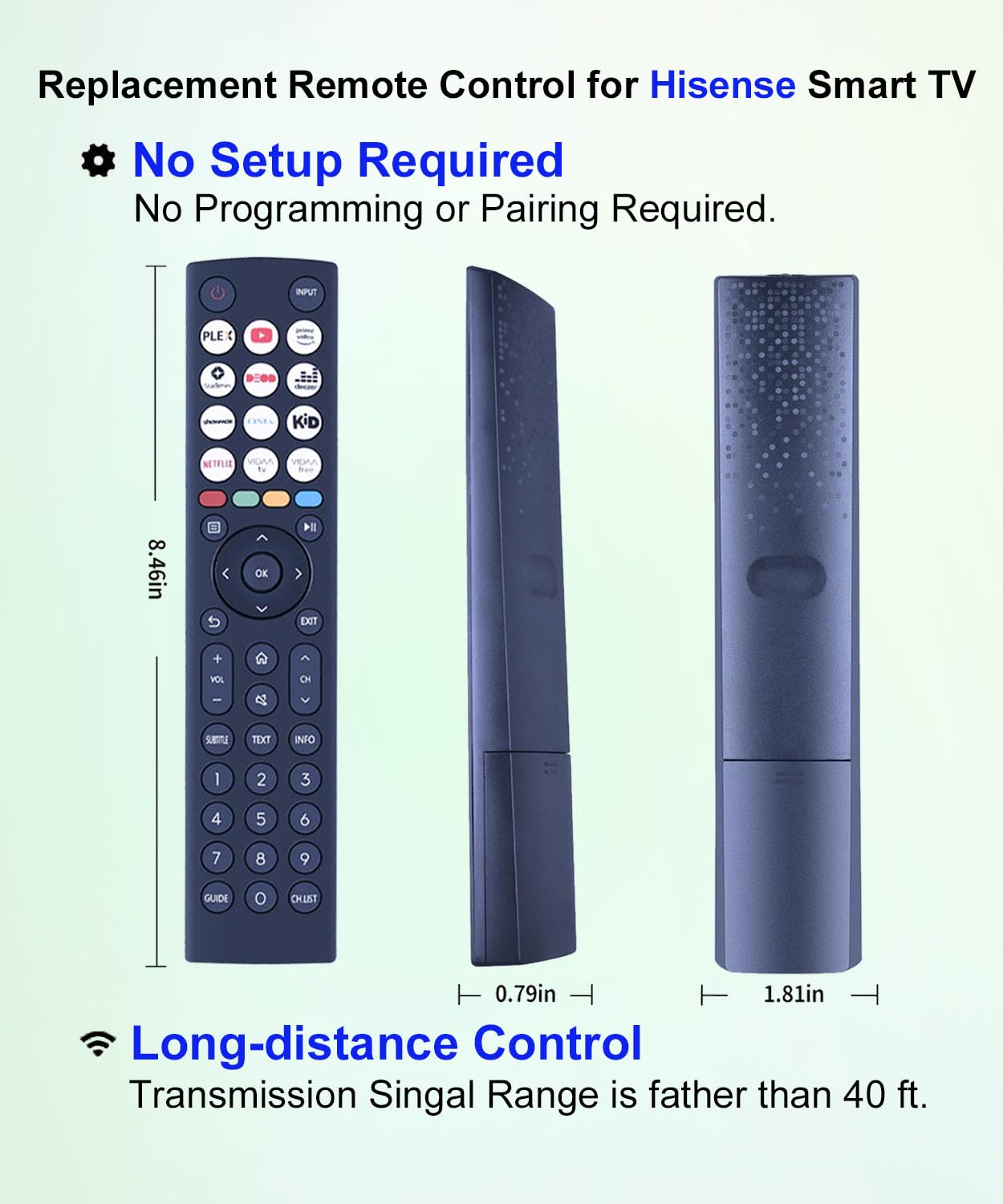 Replacement Remote Control For Hisense VIDAA TV - Model EN2D36H (Fits 43A6GV, 65A6GV)