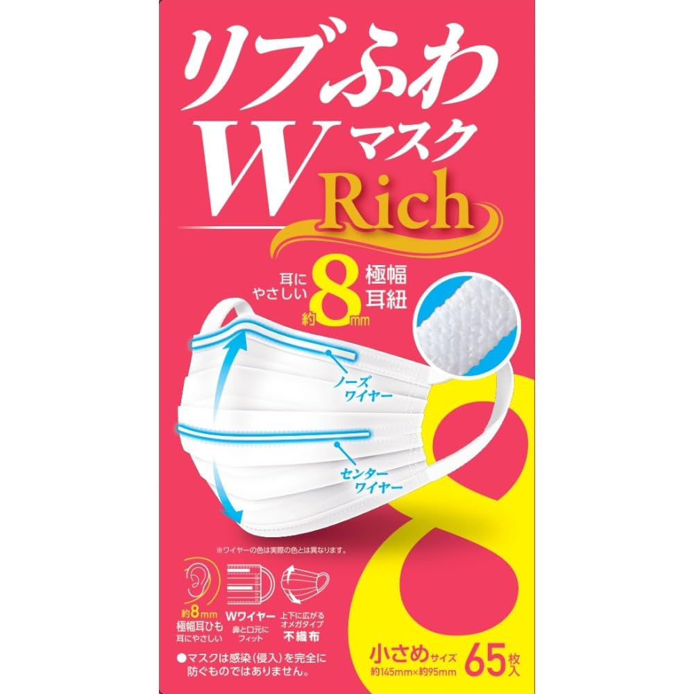 Amazon.co.jp: [リブふわ] 1箱（65枚） ダブルワイヤー マスク Rich