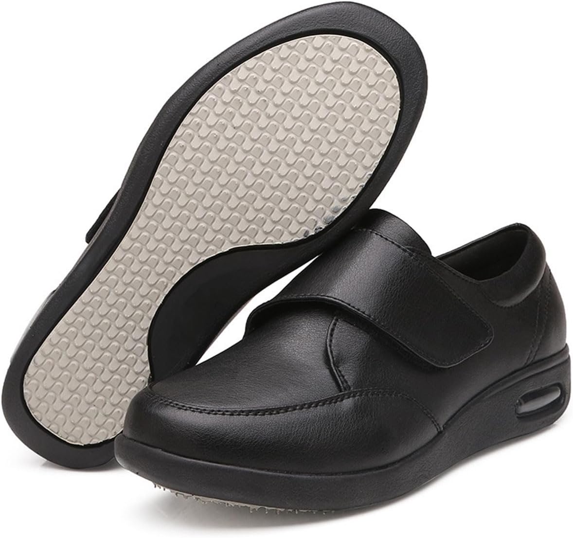 Orthopedic Diabetic Leather Slippers Adjustable Walking Shoes Slip On Sneakers Edema Swollen Shoes For Elderly Feet