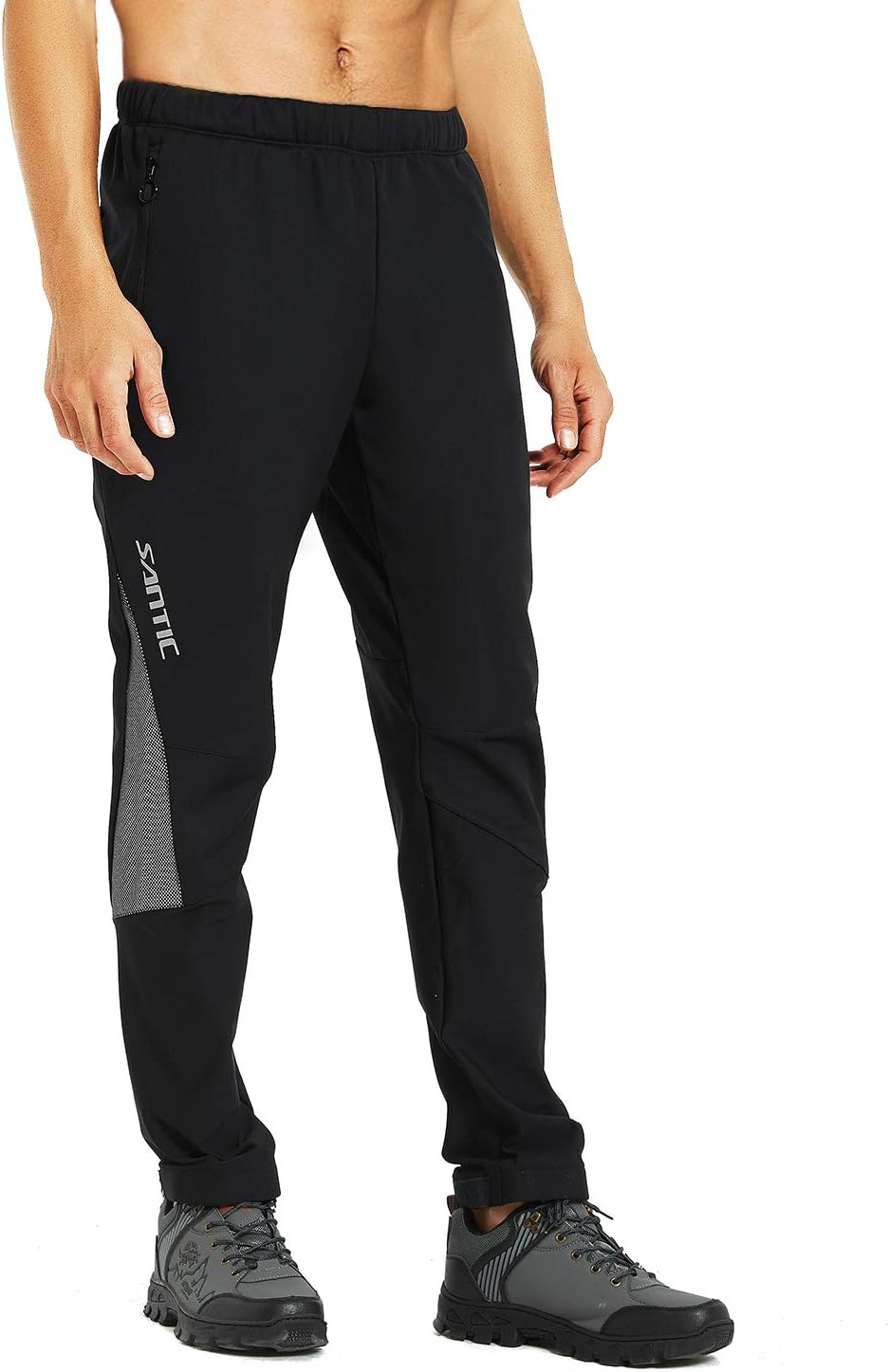 SanticCycling Pants Mens Bike Winter Fleece Thermal Athletic Pants Loose Fit Windproof Running Hiking Outdoor Sport Trousers