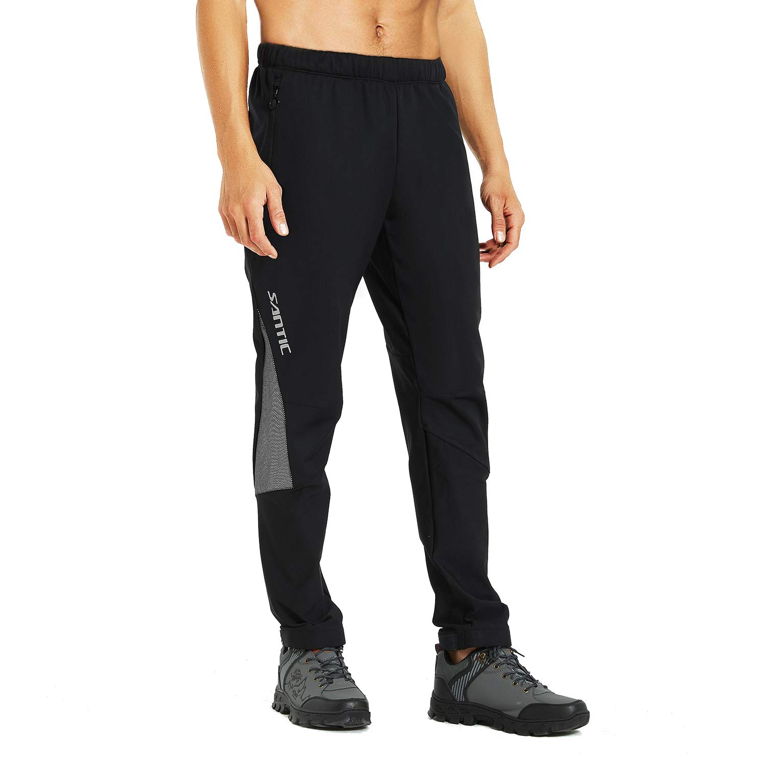 SanticCycling Pants Mens Bike Winter Fleece Thermal Athletic Pants Loose Fit Windproof Running Hiking Outdoor Sport Trousers