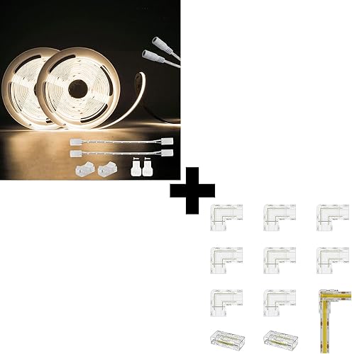 PAUTIX COB - Tira de luces LED de 48 pies, súper brillante, 504 LEDs/m blanco natural 4000K CRI90+ cinta LED flexible de 24 V para gabinete, hogar,