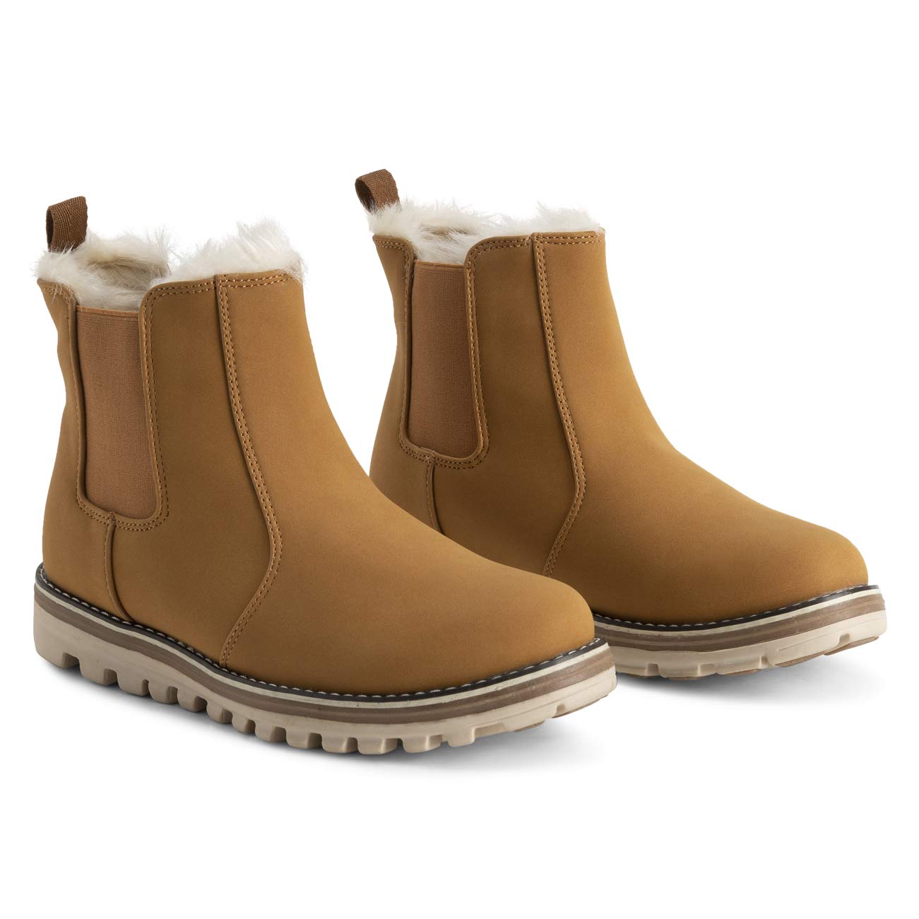 Polar Damen Chelsea Stiefeletten – Nubuk-Optik, Memory Foam, Wasserdicht, Gummisohle, Kunstfellfutter, Genähte & Umgeschlagene Sohle