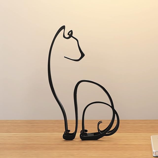 KOLYMAX Minimalist Art Sculpture - Beautiful Metal Dog Cat Elements Simple Personalized Abstract Line Drawing Art Crafts Wall Decor Suitable for Home Living Room Decorations