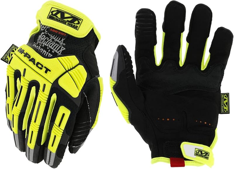 Mechanix Wear Hi-Viz M-Pact E5 Work Gloves Fluorescent Yellow Medium | High-Visibility Cut-Resistant Design with Impact Protection & Touchscreen Compatibility for Construction