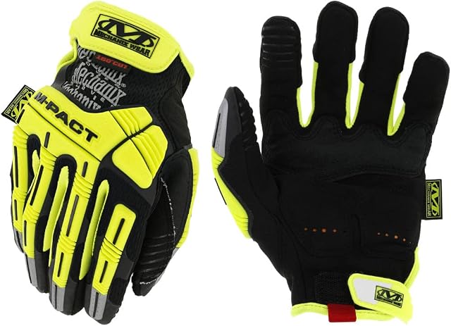 Mechanix Wear Hi-Viz M-Pact D5 Gloves - High-Visibility Impact Gloves - For Construction - Touchscreen Compatible - Breathable