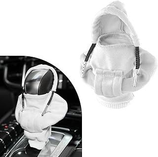 Ziciner Car Gear Shift Knob Cover, Fashionable Sweater Design Shift Knob Cover Trim, Universal Soft Gear Shift Protector, Auto Interior Decor Accessories for Manual & Automatic (White)