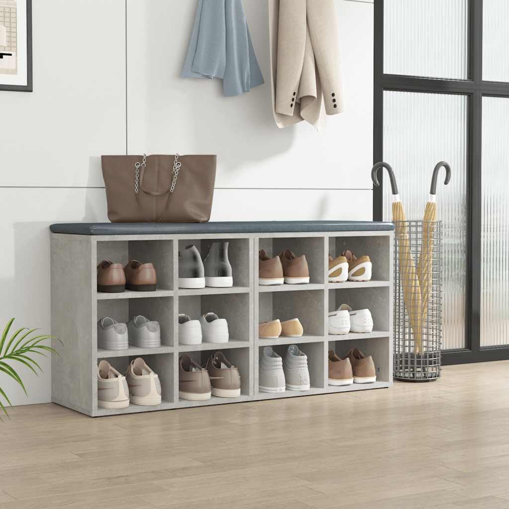 Set di 2 scarpiere in legno grigio cemento, 52,5 x 30 x 50 cm, con 12 scomparti, per corridoio, camera da letto, buona conservazione e ordine