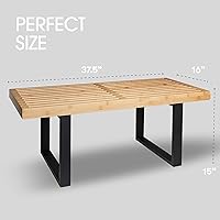 Vista 9 de Banco de madera con listones Nelson de bambú, pequeños bancos de madera para entrada, sala de estar y comedor, cocina, dormitorio, baño, pasillo