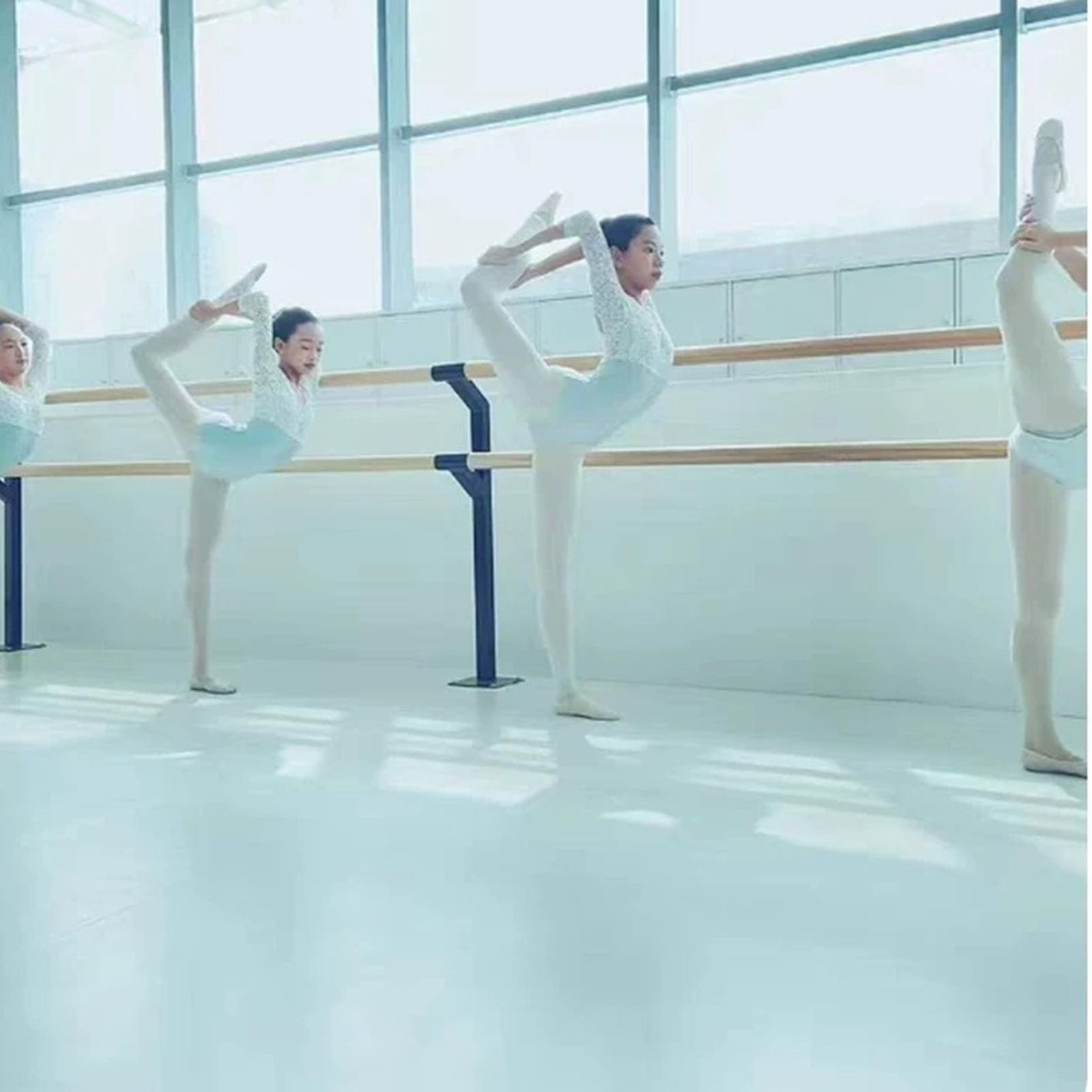 Barre de Ballet montée à Double étage, Barre de Danse en Bois Massif avec Noyau en Acier manganèse, Rail d'étirement Robuste pour l'entraînement de Ballet, Yoga
