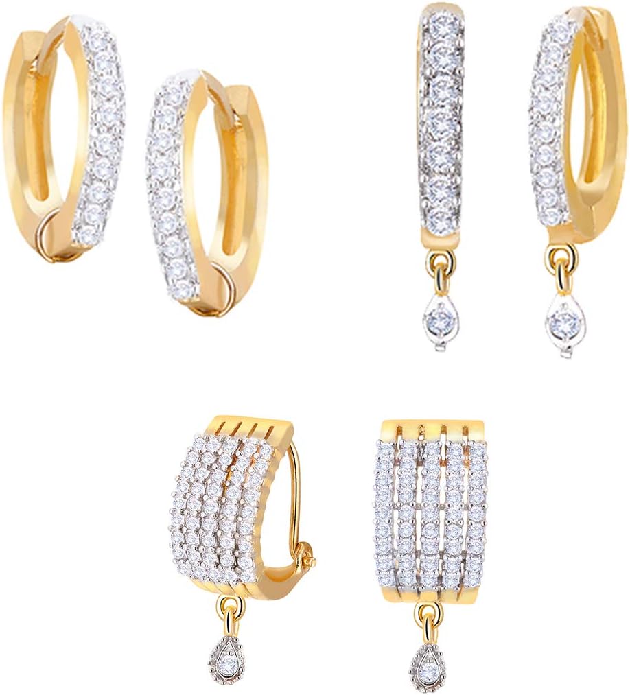 Combo of Trendy Gold plated Hoop Earrings Jewellery for Women and Girls
