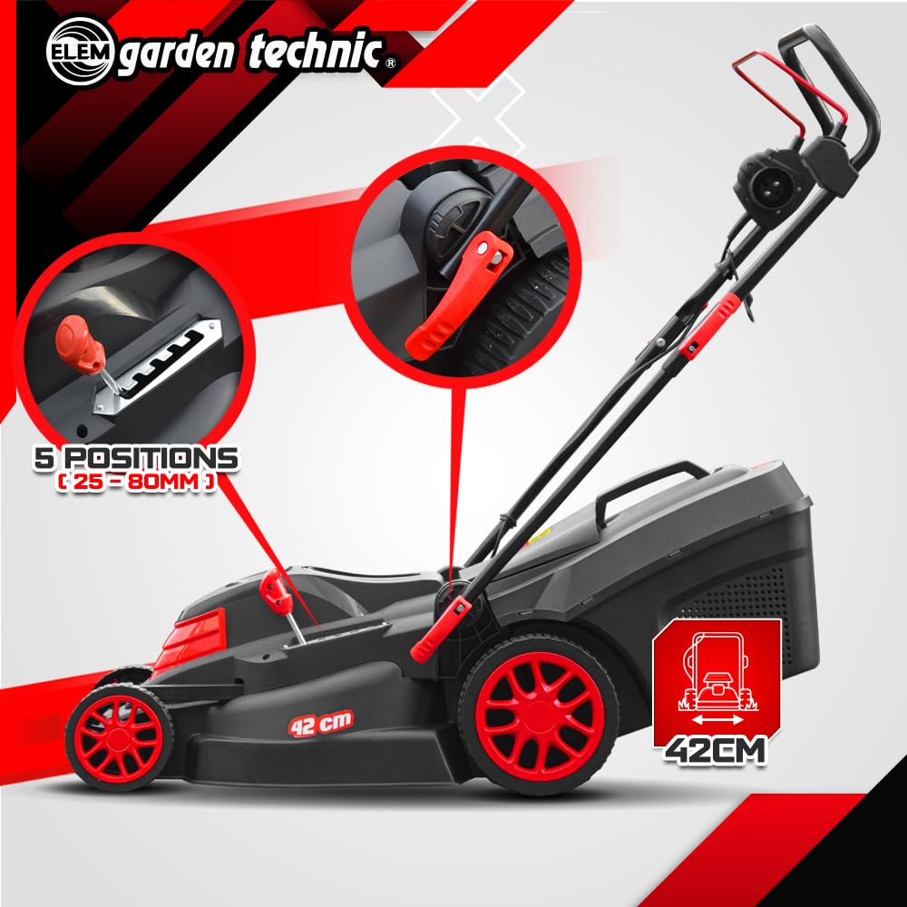 Elem Garden Tondeuse à Gazon électrique 1800W 42CM