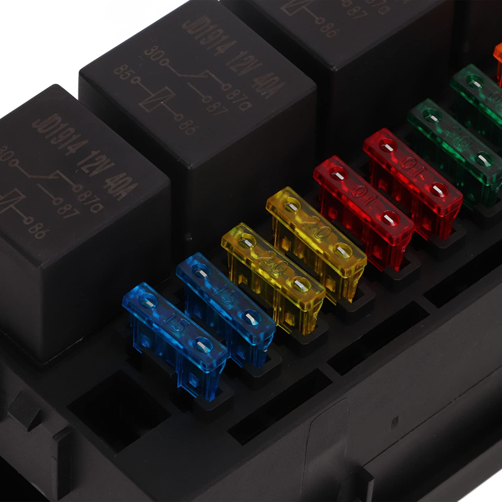 Kit Blocco Scatola relè Fusibili 6 relè 11 ATC ATO Scatola Morsettiera Fusibile a Crimpare Portafusibili Sostitutivi Automobilistici Impermeabili per Veicoli Auto Marine Barca