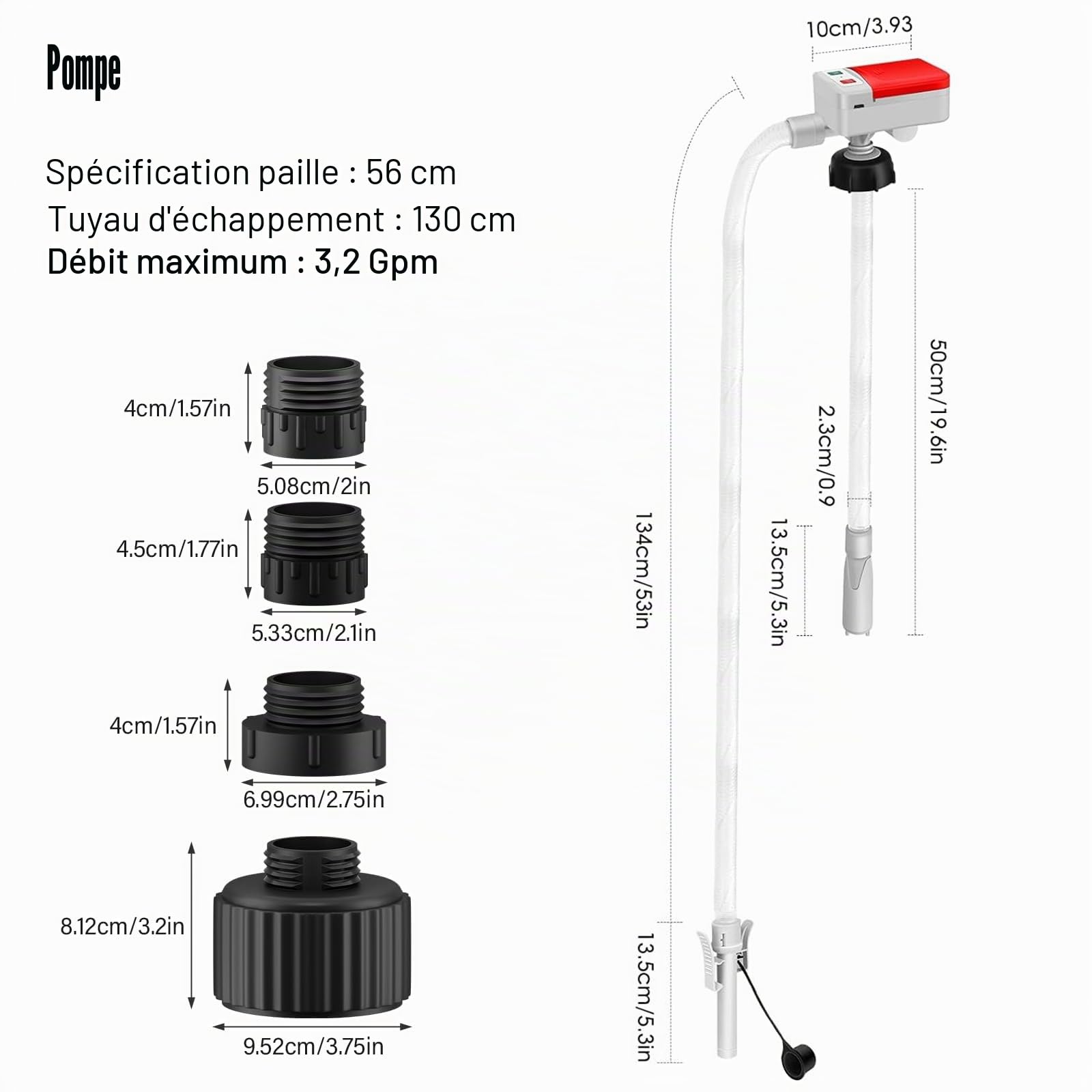Pompe électrique Carburant Avec Stop Automatique: Pompe Carburant électrique Avec Adaptateur 4 Tailles, Pompe Essence Electrique Pour Diesel, Kérosène, Huiles Légères, Eau