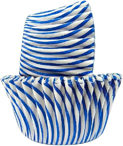 Vista 8 de Regency Wraps Vasos para hornear de grado profesional a prueba de grasa, paquete de 40 unidades, revestimientos estándar, lunares azul cobalto