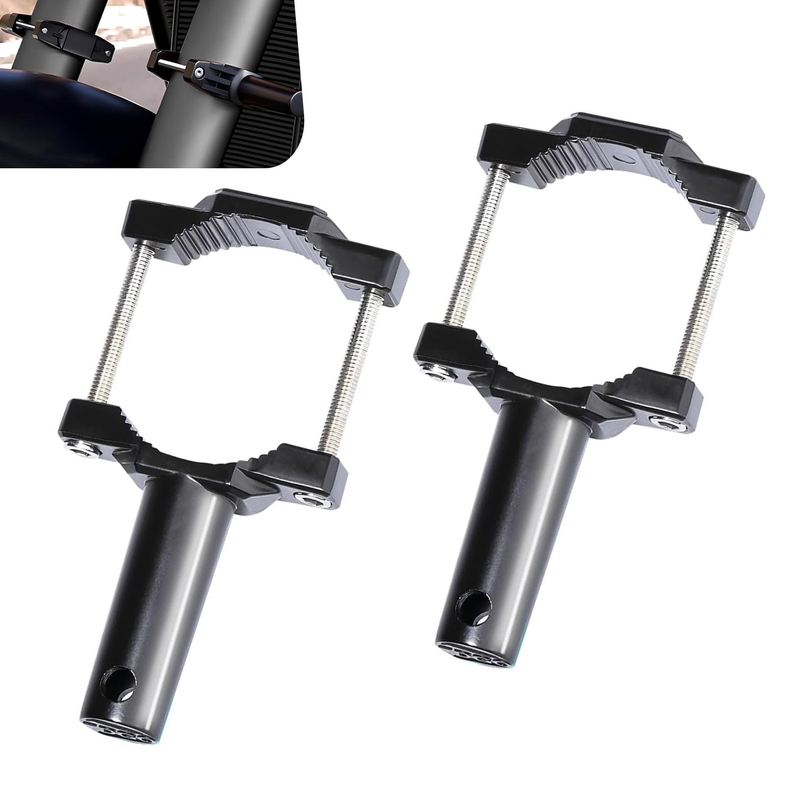 Qurbuns 2 PCS Motorcycle Spotlight Mount Brackets, Front Aux Light Fork Mounts, Shock-Absorption Tube Clamp Turn Signals Mounting Clamp, Fog Light