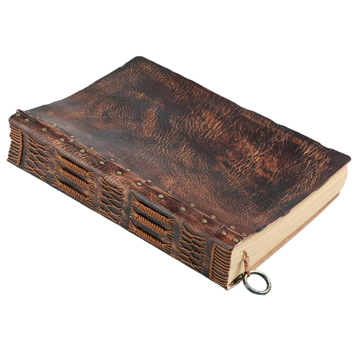A4 Retro Skizzenbuch Leder Dickes großes Buch Geschäftsbuch Rindsleder Handgefertigtes Notizbuch Tagebuch Braun