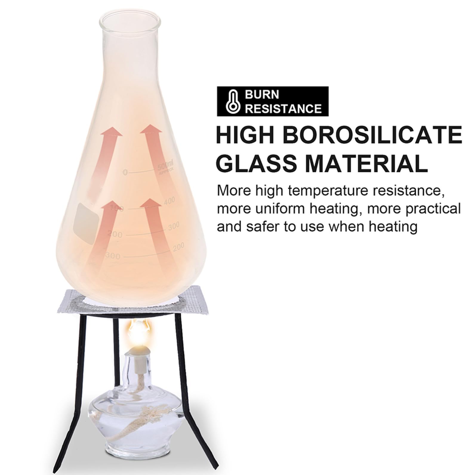 CHILDWEET Juego de 4 Matraces Cónicos de Vidrio Borosilicato Espesado para Laboratorio Capacidad Estándar, Seguros al Calentar, Ideales para Experimentos en Clase de Química