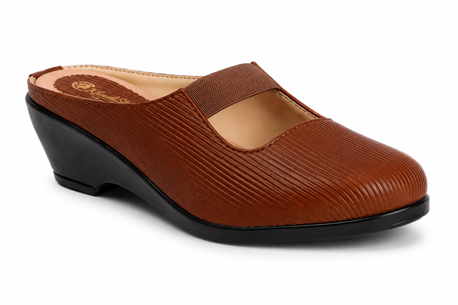 Women’s Brown Wedge Mules for Women | Closed Toe Platform Wedge Mule Slip-On Shoes | Comfortable Office Wear Casual Footwear & Stylish Heels for Women (Brown)-image-5