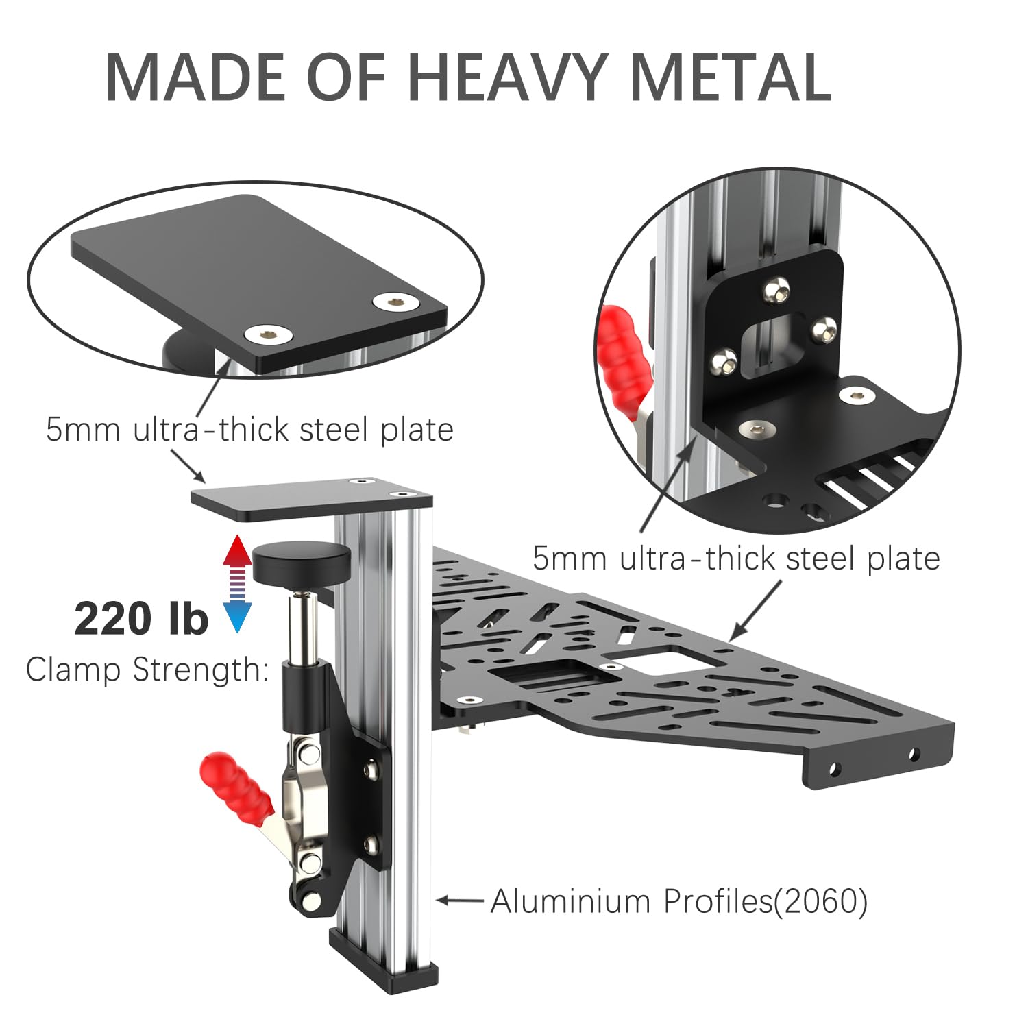 EG STARTS 1 Set Desk Mount Sim Racing Wheel Stand Simulator Cockpit Wheel Stand Racing Steering Shifter Support pour Logitech G25 G27 G29 G920 G923 Thrustmaster T248 T300 T-GT TS-PC T500 T818
