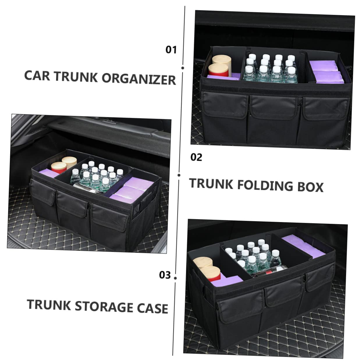 Organizador de Maletero para Coche Plegable, Gran Capacidad, Negro