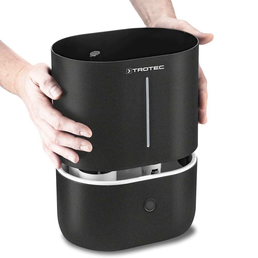 TROTEC Humidificateur B 2 E – Humidificateur ultrasonique avec diffuseur d'arômes – Pour pièces jusqu'à 30 m²/ 75 m³, purificateur d'air avec filtre à charbon actif