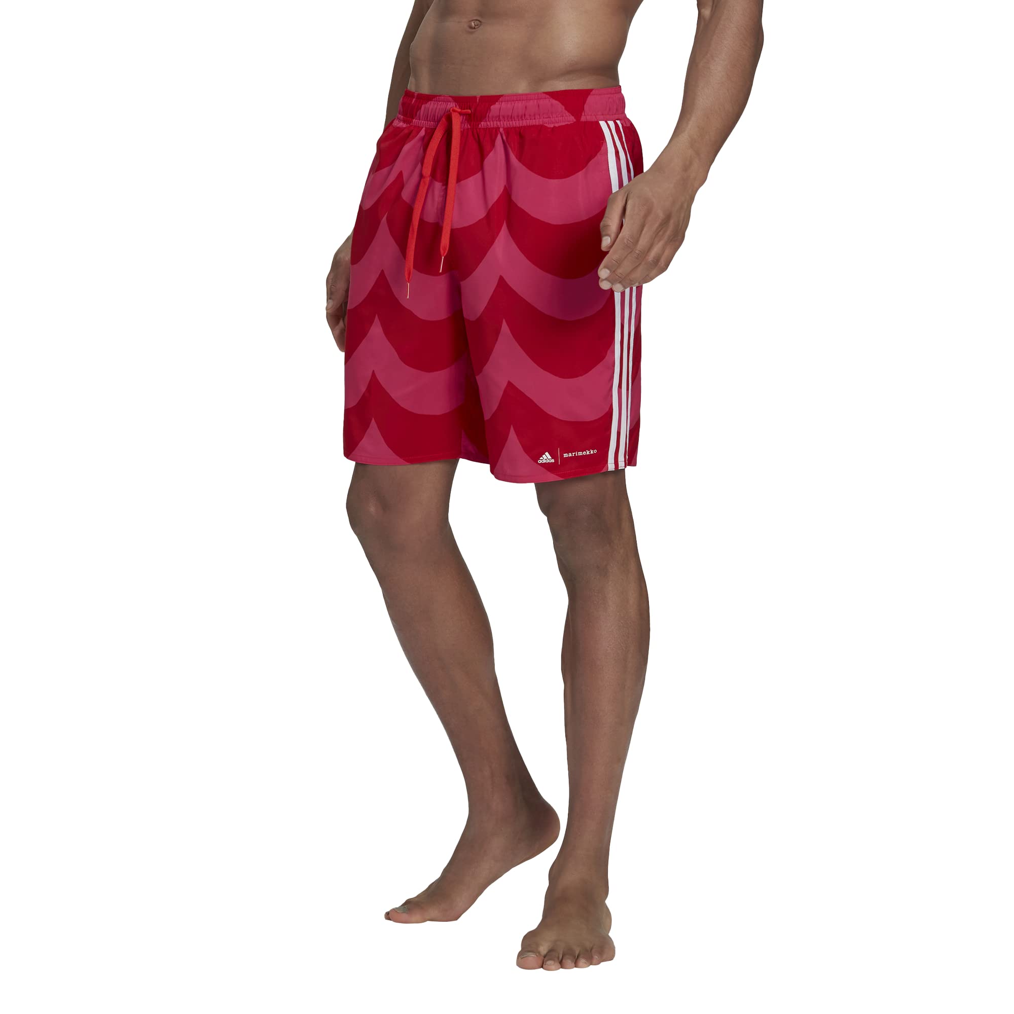 adidas Men's Standard Classic Length Graphic Swim Shorts, Team Real Magenta/Vivid Red, Small