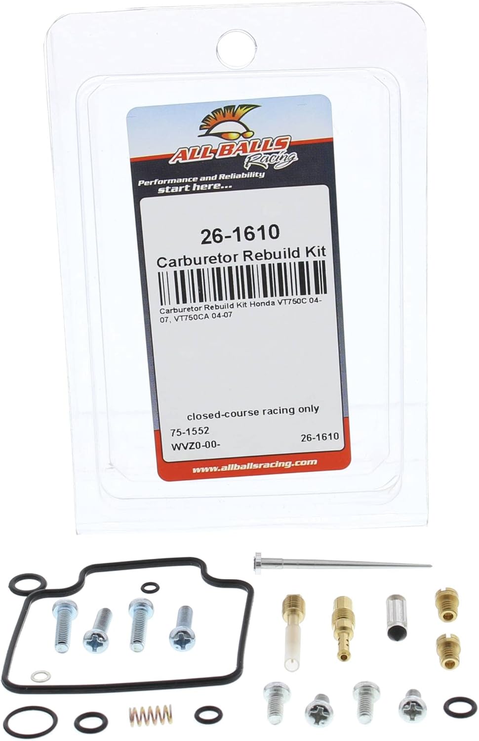 All Balls Racing Carburetor Rebuild Kit 26-1610 Compatible With/Replacement For Honda VT750C 2004-2007, VT750CA 2004-2007