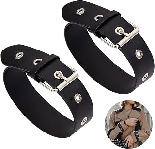 NBEADS 2 Pcs Traditional Kilt Extender Straps, PU Leather Cuff Belt Buckles 15.8x1.3 Inch Adjustable Armbands Non Slip Sleeve Holders for Shirt Coat Jacket Dress Bags DIY Craft