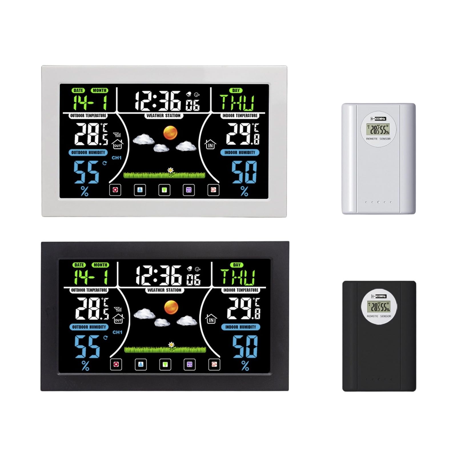 Igrometro di temperatura sveglia digitale con grande schermo LCD per camera da letto cantina giardino garage uffici cantina igrometro interno esterno