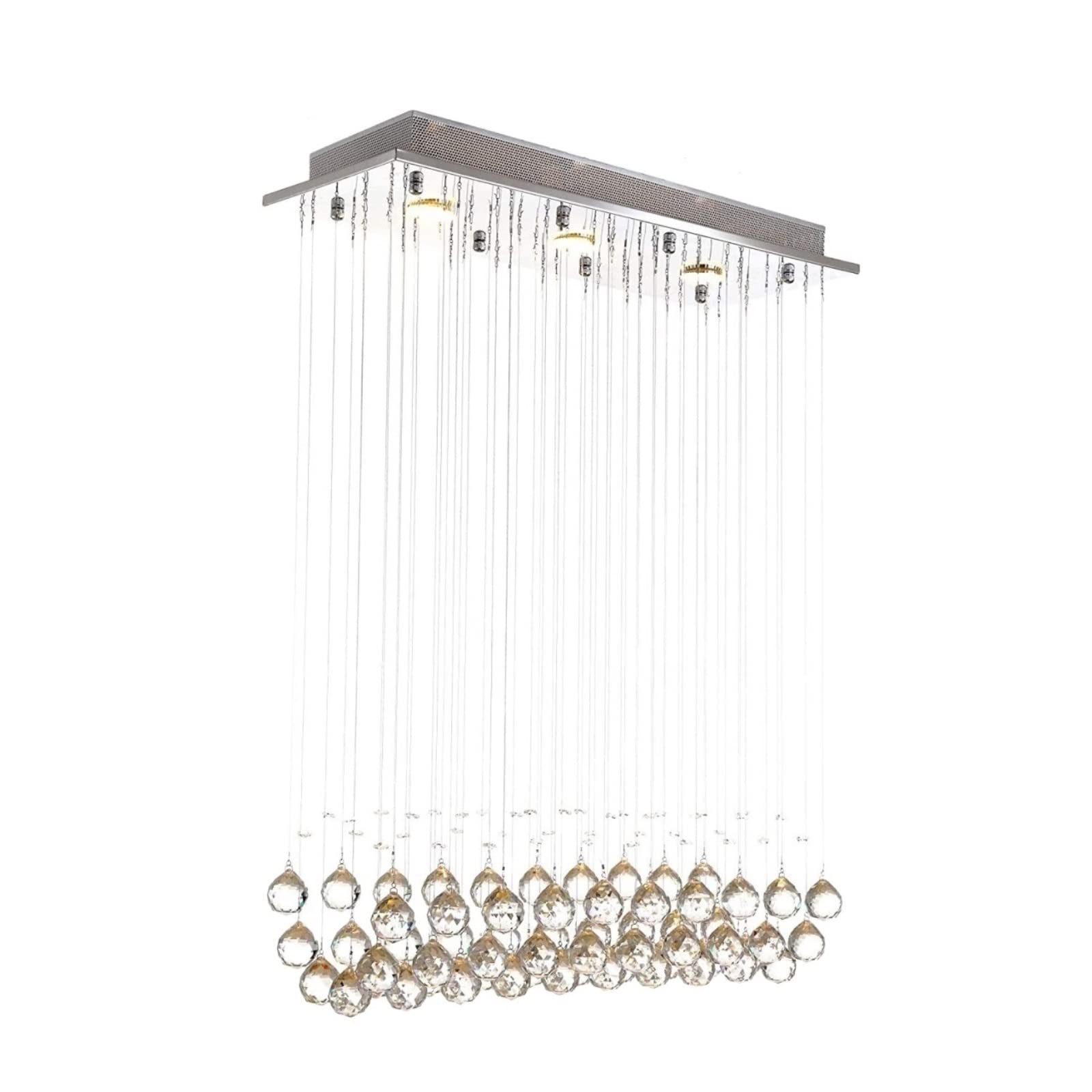Lustre en cristal plafonnier 3 lumières avec suspension LED en verre moderne pour salon et bar