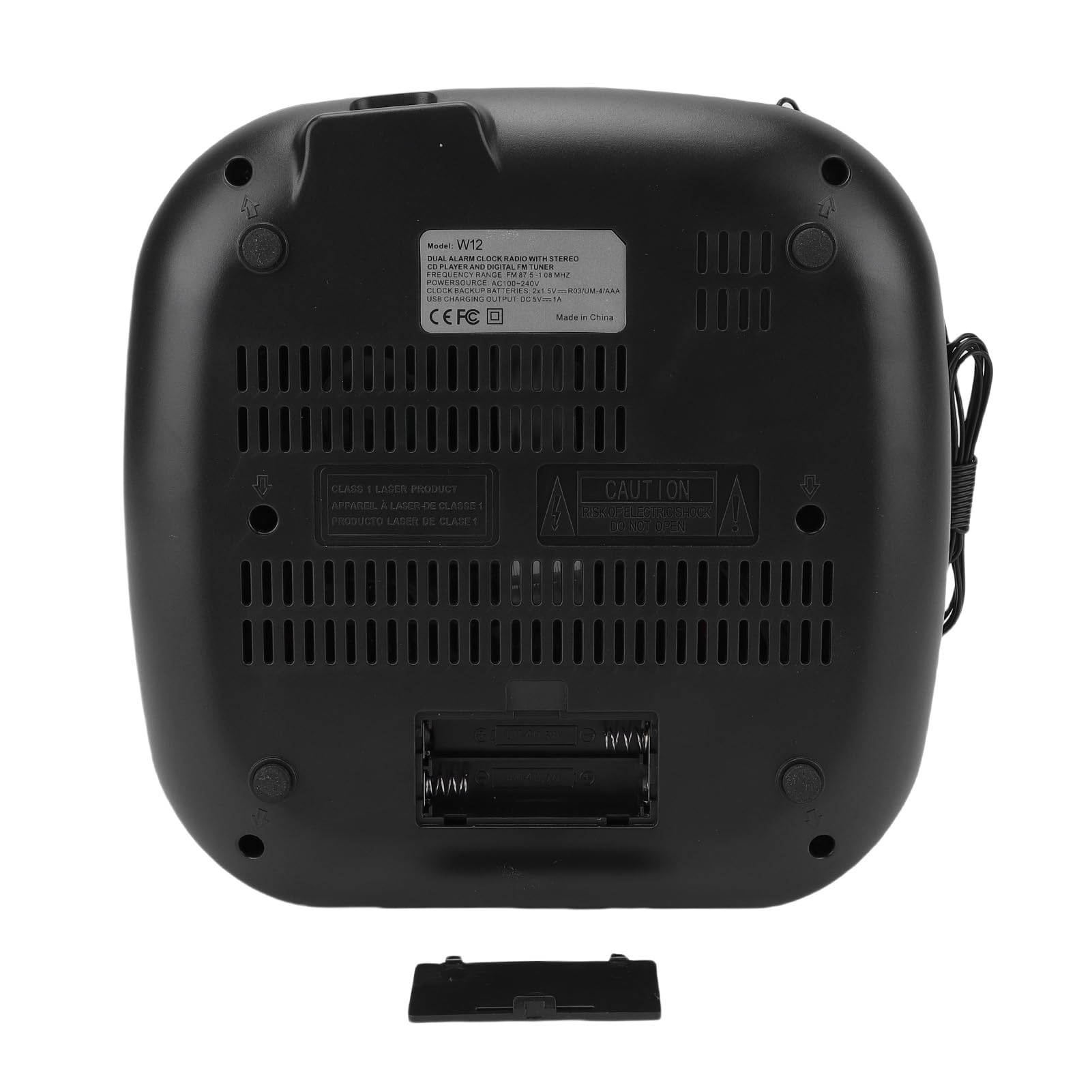 Jectse Réveil Lecteur CD avec Télécommande, Chargement USB, Affichage à intensité Variable, Radio-réveil, Lecteur CD avec Minuterie de Mise en Veille, Haut-parleurs Intégrés (Prise UE)