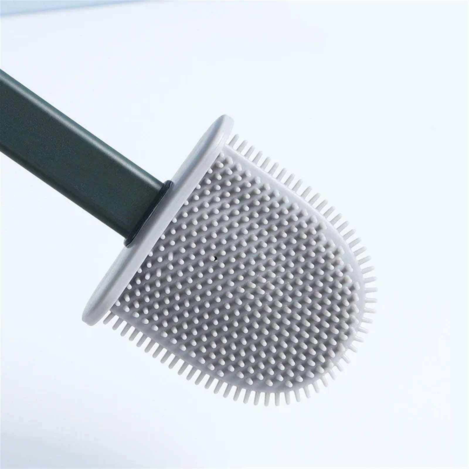 Cepillo de suelo de inodoro impermeable y a prueba de fugas, de silicona, plano, elástico, suave, con juego de soportes de secado rápido (blanco) (azul)