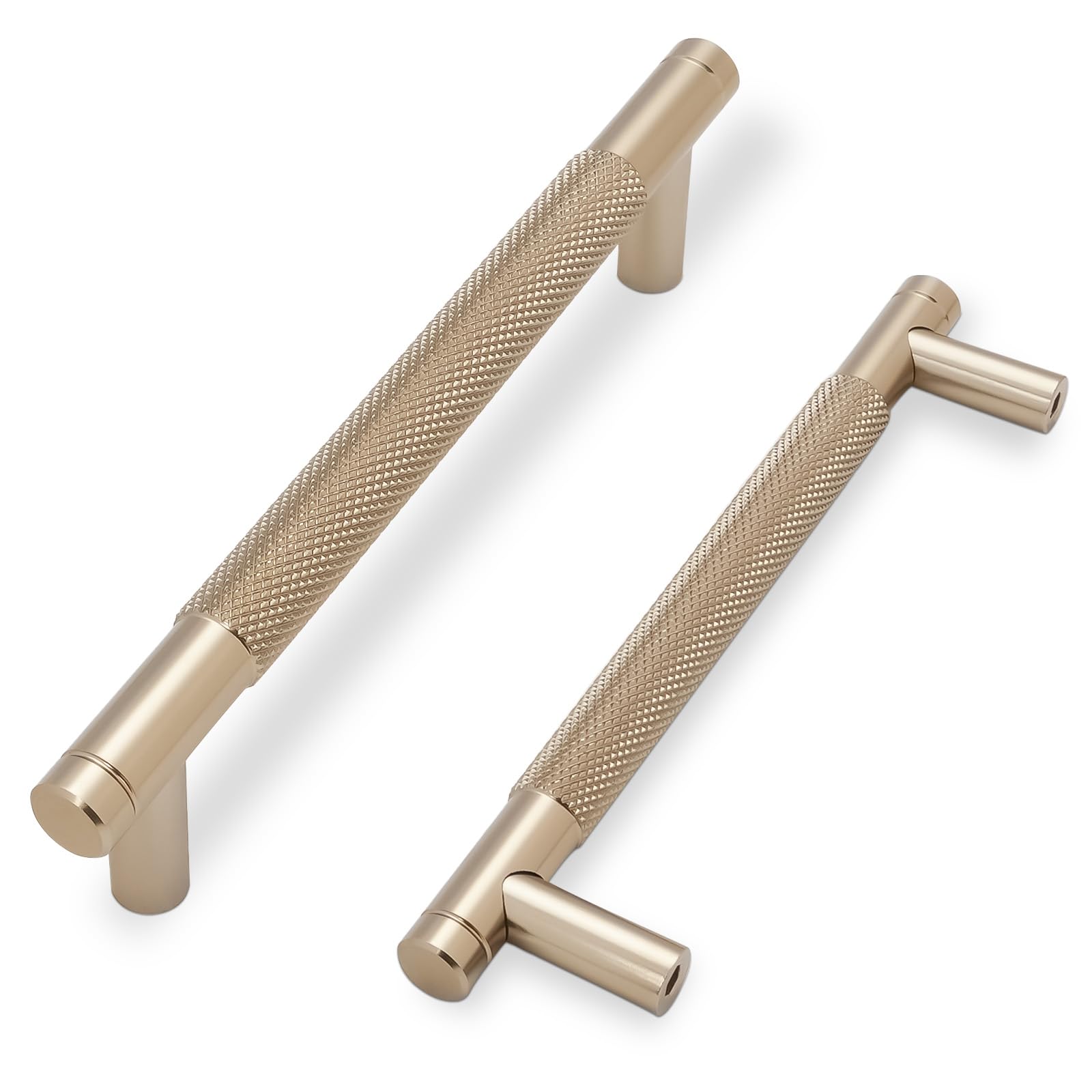 COTYKILEY 10 Pack 5 Inch(128mm) Champagne Bronze Knurled Cabinet Handles Gold Knurled Kitchen Cabinet Pulls Cabinet Door Handles Kitchen Cabinet