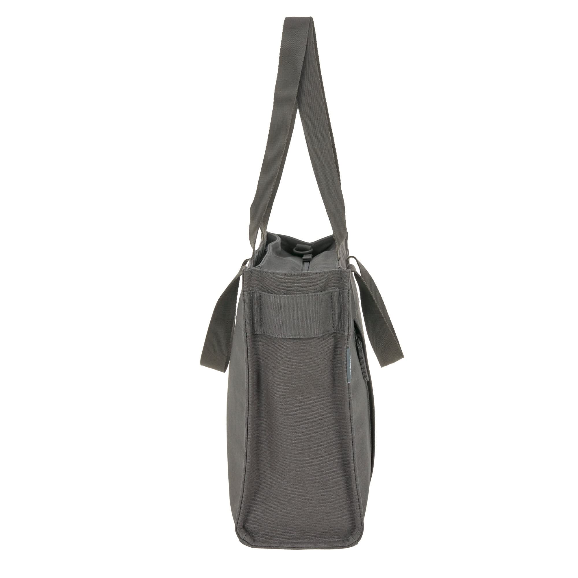 LÄSSIG Baby Wickeltasche mit Wickelunterlage, Kinderwagenbefestigung, nachhaltig produziert/GRE Tote Up Bag anthracite