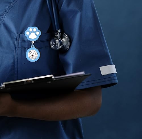 Miniatura 4 de AGEN KGEN 4 Pack Retractable Nurse Watch for Nurses Doctors, Clip-on Hanging Lapel Nurse Watch Silicone Cover Brooch Fob Pocket Watch Badge Reel