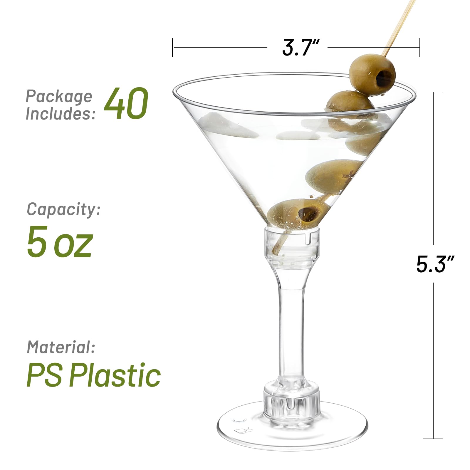 Aazon.co | 40 Disposable Ini Plastic Artini Glasses Clear Ini Dessert Cups Plastic Cocktail - View #6