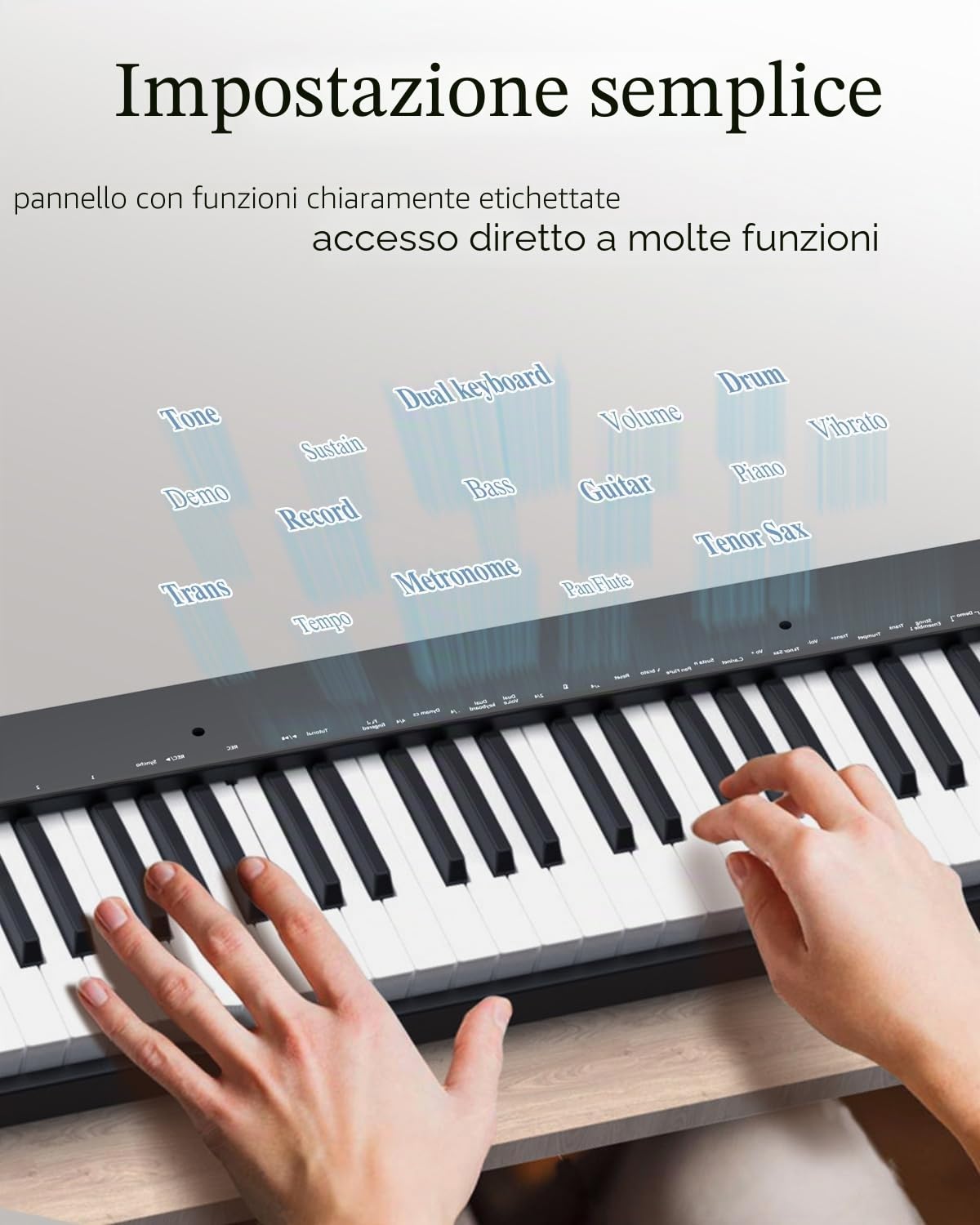 Longeye Pianoforte Digitale 88 Tasti Tastiera Elettrica Semipesata Compatta per Principianti con Supporto, Borsa, Pedale Sustain Nero Slim-88