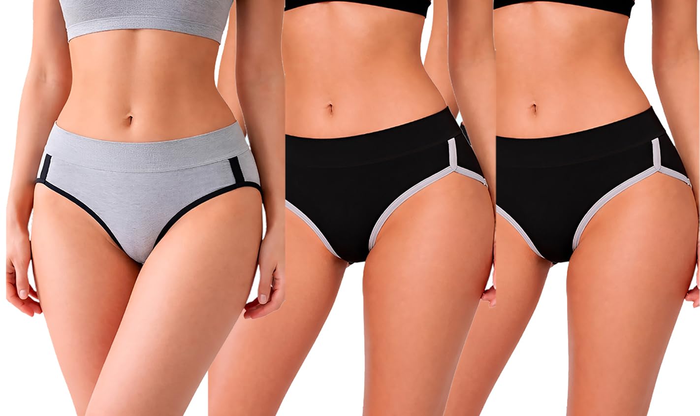 High Waist Shapewear Style Panty for Women Smooth Fit I Stretchable & Flexible Fit for All Body Types (Pack of 3 Grey - Yellow - Black)-picture-28