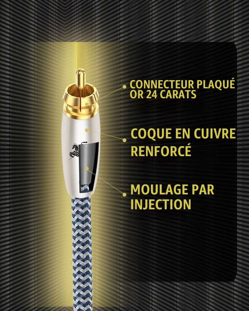 Impeto Cable RCA Hifi Haut de Gamme Câble RCA Audio Stéréo Male Male 5m, haute qualité audiophile 6N OFC, Compatible Pour CD, Amplificateur, Home Cinéma et Systèmes HiFi 5m