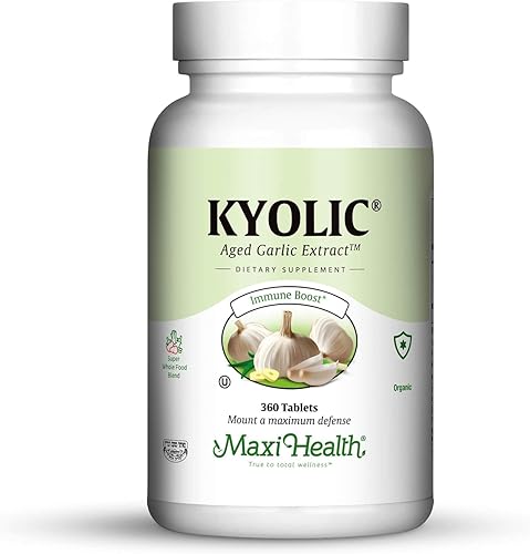 Miniatura 1 de Maxi Health Kyolic 400 Extracto de ajo añejo, refuerzo inmunológico, 360 tabletas extra fuertes, Kosher