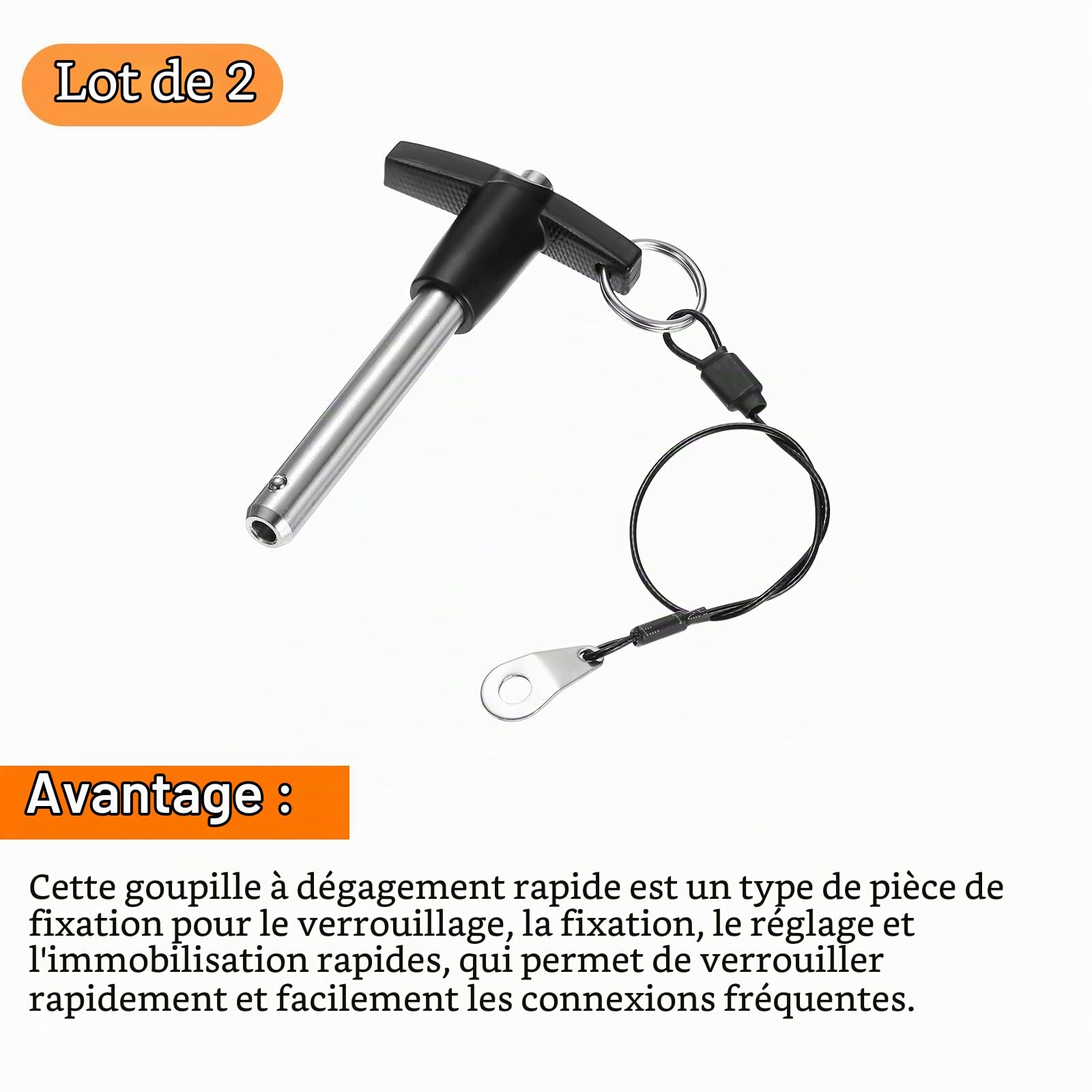 QUARKZMAN 2Pcs Goupilles de Verrouillage de Poignée en T, 10mm x 50mm Longueur d'Utilisation Acier Inoxydable Bouton-Poussoir à Libération Rapide