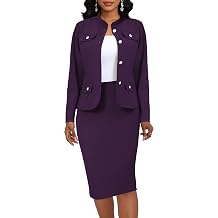 Suits Dress for Women Business Skirt Sets Elegant Jacket and Pencil Skirt | Womens 2 Piece Skirt Suit Set, Stand Collar Long Sleeve Jacket and Midi Pencil Dress