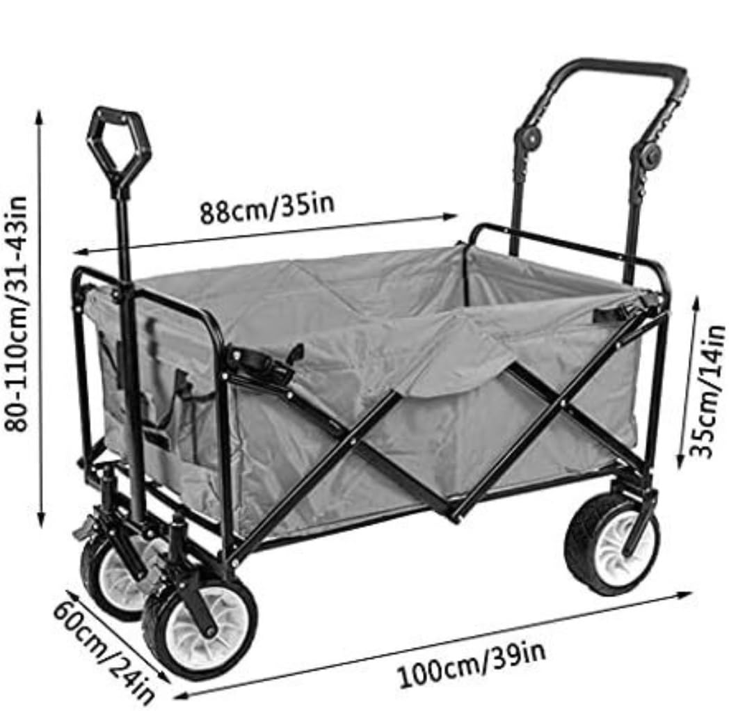 Jardin Wagon Utilitaire Pliant Extérieur Chariot De Jardin Camping Pliable sur Roues À Main Robuste Chariot(D)