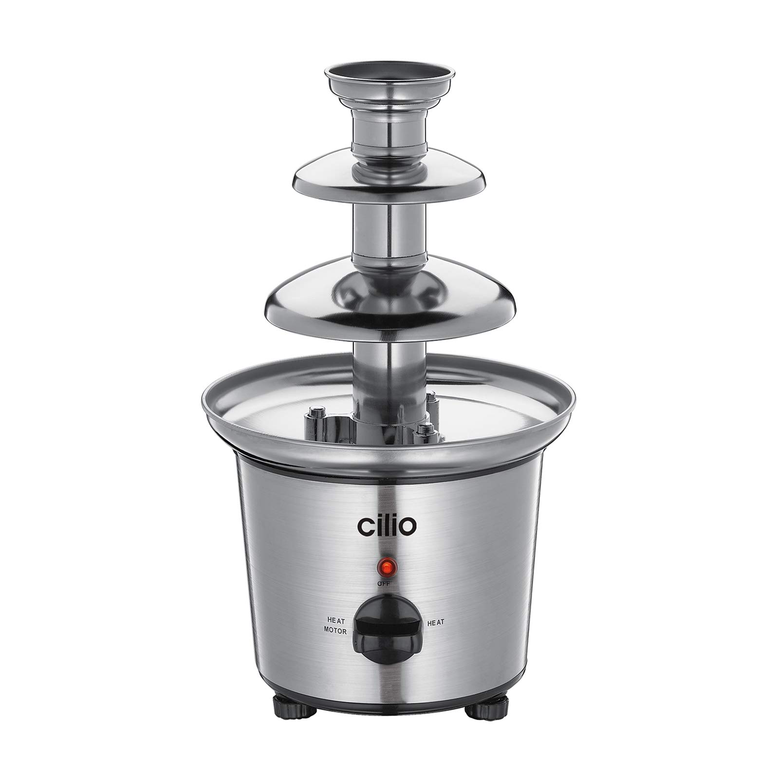 cilio Schokoladenbrunnen Peru, 450 ml, verstellbare Füße, Edelstahl | 600 g Fassungsvermögen, gleichmäßiger Schokoladenfluss, 85 W, 230 V, idealer Partybrunnen und Fondueersatz