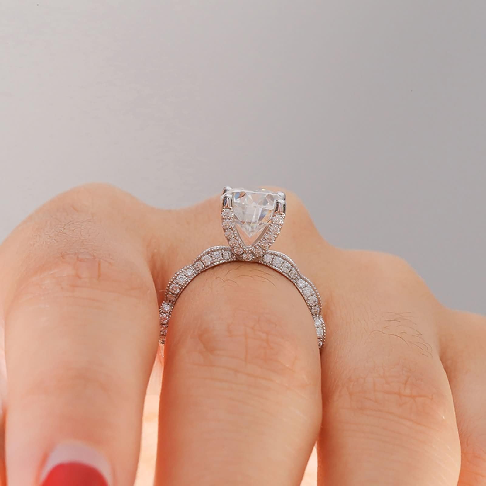 Złote pierścionki damskie, prawdziwe białe złoto, owalne, 4 ct, moissanit, pierścionki damskie, pierścionek zaręczynowy, 14 K/18 K, obrączki ślubne dla kobiet