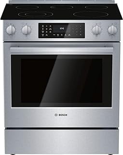 Bosch 800 Series 30 in 5 Burner Element Slide-in Electric Range in Stainless Steel with True Convection Oven and Self-Cleaning HEI8056U