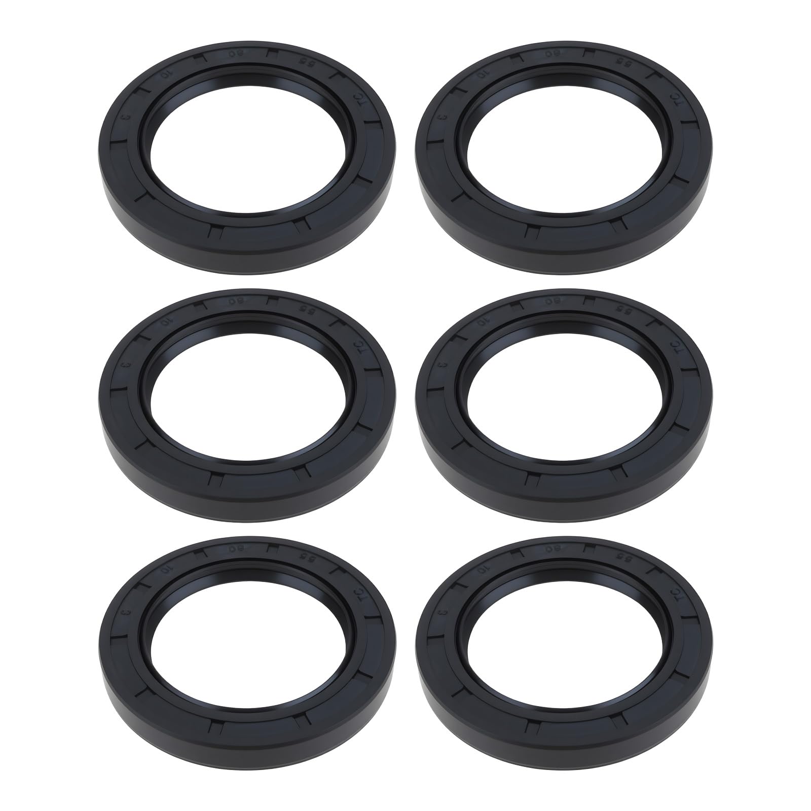 ECSiNG Lot de 6 Joints D'étanchéité D'arbre NBR 55 X 80 X 10 Mm avec Lèvre Anti-poussière élément Rotatif Simmerring