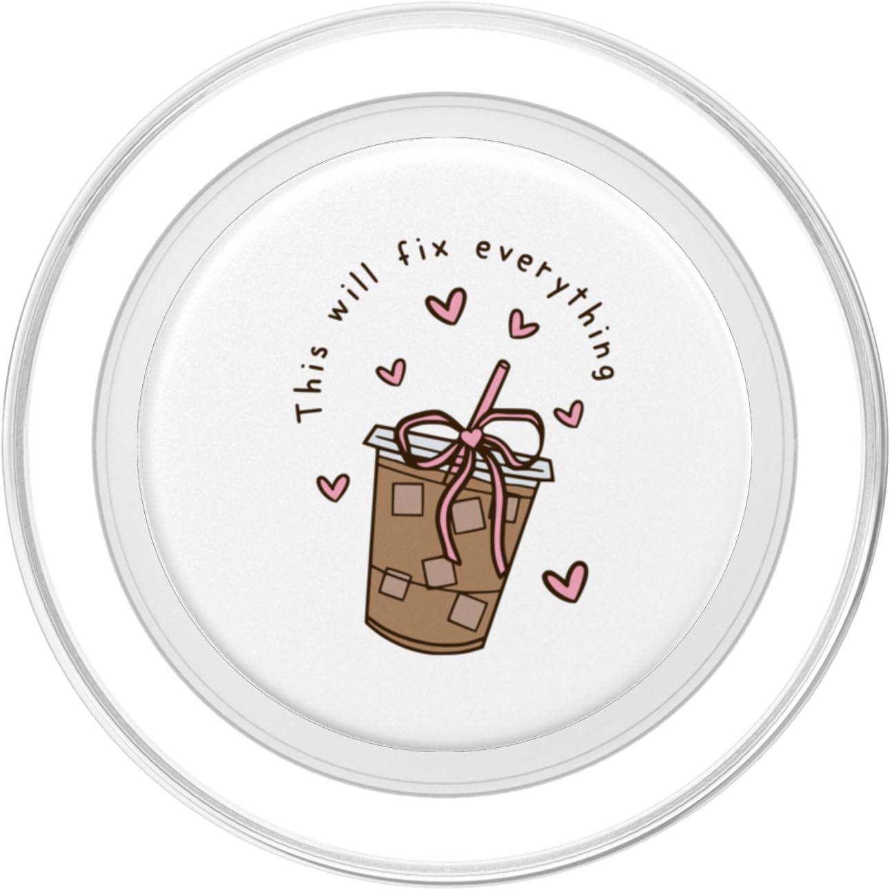 Iced Coffee Quote Saying Sarcastic Pink Girly Bow Heart Gift PopSockets PopGrip for MagSafe
